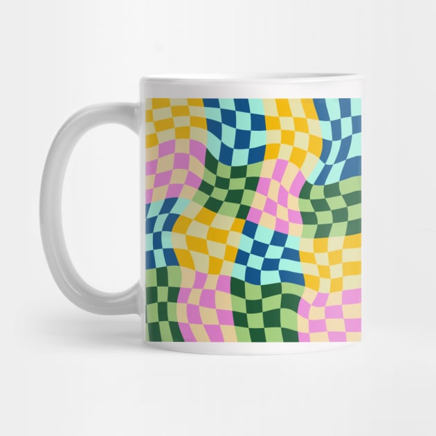 Checkerboard Retro Wavy Abstract Boho by Trippycollage